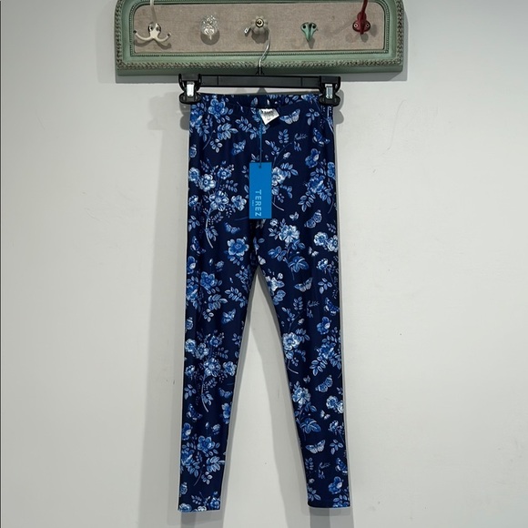 Terez Blue fine china Casual Leggings Vibrant Floral Design full length 14 new - Picture 1 of 5